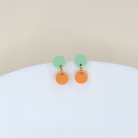 Dotty Acryl Oorhangers mintgroen-oranje / Niemalsmehrohne