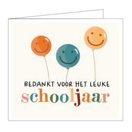 Wenskaart Bedankt voor het leuke schooljaar