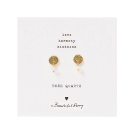 Mini Coin Rose Quartz Earrings / A Beautiful Story