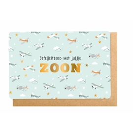 Wenskaart Gefeliciteerd met jullie zoon / Enfant Terrible 