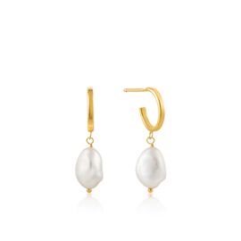 Pearl mini hoop earring gold / Ania Haie