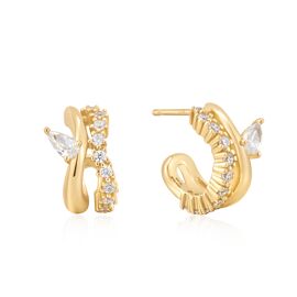 Ania Haie Gold Sparkle Double Hoop Studs 