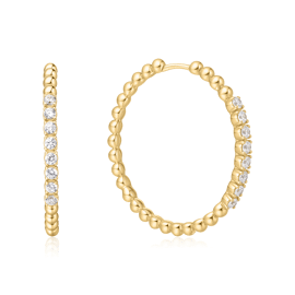 Ania Haie Large Claw Sphere beaded hoop earrings