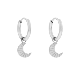 Earrings small with pendant flamed moon / Essentialistics