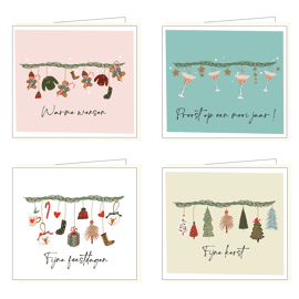 Box met kerstkaarten Hil Claesen 8 stuks/4 designs
