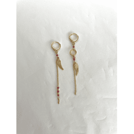 Oorhangers Feather - fushia / Stay Gold 