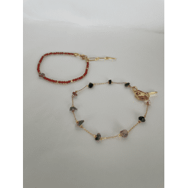 Set van 2 armbandjes Red/gold / Stay gold by Mme Bovary