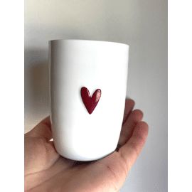 Koffiemok hartje wit/rood / Zusss