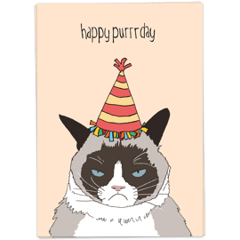 Postkaart Happy Purrrday / Kaart Blanche  