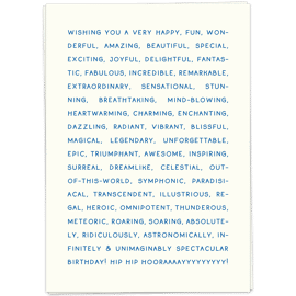 Postkaart Adjectives birthday / Kaart Blanche