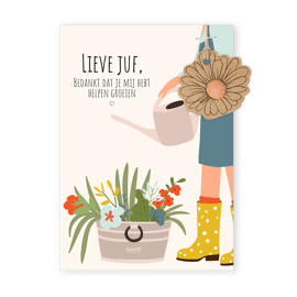 Kaart met bloemhanger en zaadbommetje Lieve juf / Blossombs