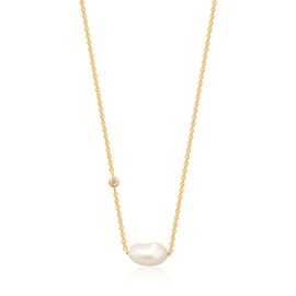 Ania Haie Pearl chunky necklace gold 