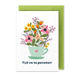 Plantbare wenskaart Tijd om te genieten / Plant-je kaart 