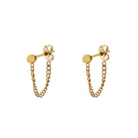 Stud earrings with chain dot / Essentialistics