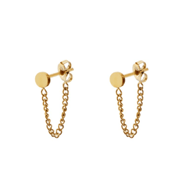 Stud earrings with chain Round / Essentialistics