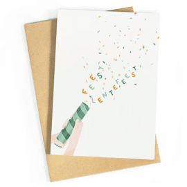 Wenskaart Feest lentefeest confetti-groen / Studio Zwoane