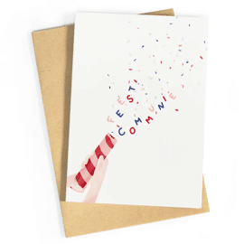 Wenskaart Feest communie confetti-rood / Studio Zwoane