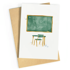 Wenskaart Schoolbord - merci bedankt / Studio Zwoane