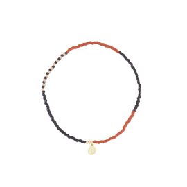 Fijn kralenenarmbandje hazelnootbruin/zwart/taupe / Zusss