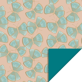 Rol inpakpapier Big butterfly Misty green/nude blue