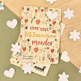 Plantbare postkaart met confetti Voor een BIJzondere moeder / Bloom your message