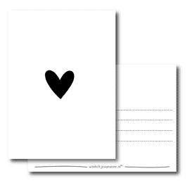Postkaart Hart - zwart / Winkeltje van Anne 