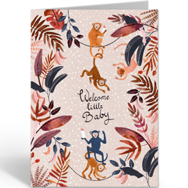 Wenskaart New baby monkey / Reddish Design
