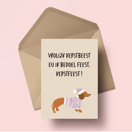 Postkaart Vrolijk kerstbeest / Atelier Moomade