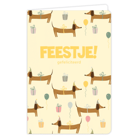 Wenskaart Feestje! Gefeliciteerd