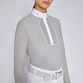 Cavalleria Toscana  Perforated Jersey Shirt de Concours | Manche Longue | Buttons | Femmes
