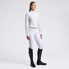 Cavalleria Toscana Perforated Jacquard Wedstrijdshirt | Lange Mouw | Dames 