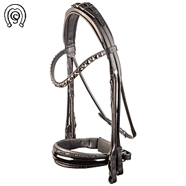 Otto Schümacher Double Bridle Munchen | Noseband Special XL Patent With Fineline Strass | Rivoli XL Browband