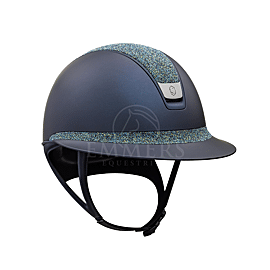 SAMSHIELD 2.0 MISS SHIELD SHADOWMATT BLAUW/ TOP CRYSTAL FABRIC SWAROVSKI OCEAN DEPTH / FRONTALBAND CRYSTAL FABRIC SWAROVSKI OCEAN DEPTH / TRIM MAT BLAUW / BLAZON CHROME ZWART
