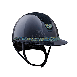 SAMSHIELD 2.0 MISS SHIELD GLOSSY BLAUW/ TOP ALCANTARA BLAUW / FRONTALBAND CRYSTAL FABRIC SWAROVSKI OCEAN DEPTH / TRIM MAT BLAUW / BLAZON CRYSTAL FABRIC OCEAN DEPTH