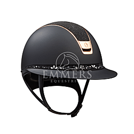 Samshield 2.0 Miss Shield Shadowmatt Black /Top Crystal Fabric Black / Frontal Band Flower Swarovski Jewelry Majestic Black Alcantara Black  /Trim Chrome Pink Gold /Blason Chrome Pink Gold