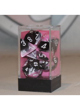Gemini Poly Dice: Black & Pink