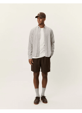 LES DEUX Lukas Stripe Cotton Linen SS Shirt 1001383