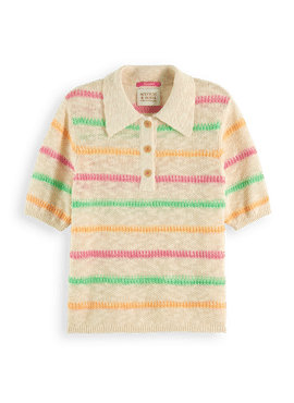 SCOTCH & SODA Stripe collared knitted pullover