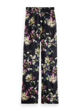 SCOTCH & SODA Gia - Mid rise wide leg printed silky trousers