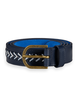 SCOTCH & SODA Cord-Trimmed Leather Belt 175598