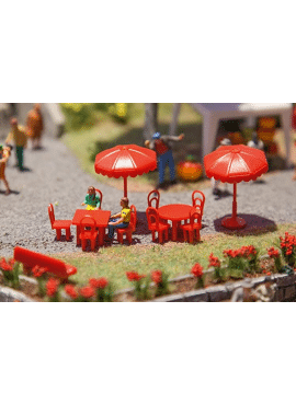 FALLER 180910 / PARASOLS, TAFELS, BANKEN