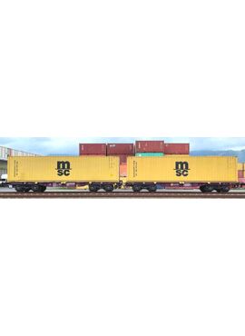 B-models 90504 / Purple innofreight car loaded with 2 yellow 40ft containers MSC