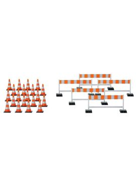 Herpa 052566-002 / Pylonen (20 st.) en afzethekken (5st.) oranje