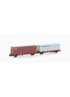 MF-train 33371 / NMBS Containerwagenset 2-delig Lgns IFB (Schaal N)