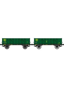 REE WB-921 / 2 open goederenwagens met metalen carrosserie van de NMBS, tijdperk III