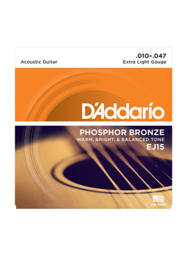 D'Addario EJ15 Phosphor Bronze Acoustic Guitar Strings Extra Light 10-47 set