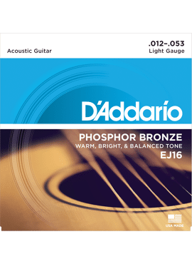 D'Addario EJ16 Phosphor Bronze Acoustic Guitar Strings Light 12-53 set