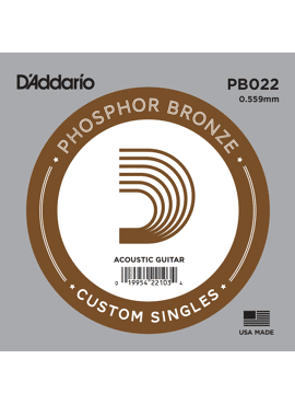 D'Addario PB022 Phosphor Bronze Wound Acoustic Guitar Single String .022
