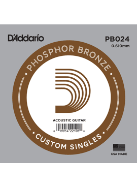 D'Addario PB024 Phosphor Bronze Wound Acoustic Guitar Single String .024