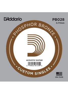D'Addario PB028 Phosphor Bronze Wound Acoustic Guitar Single String .028